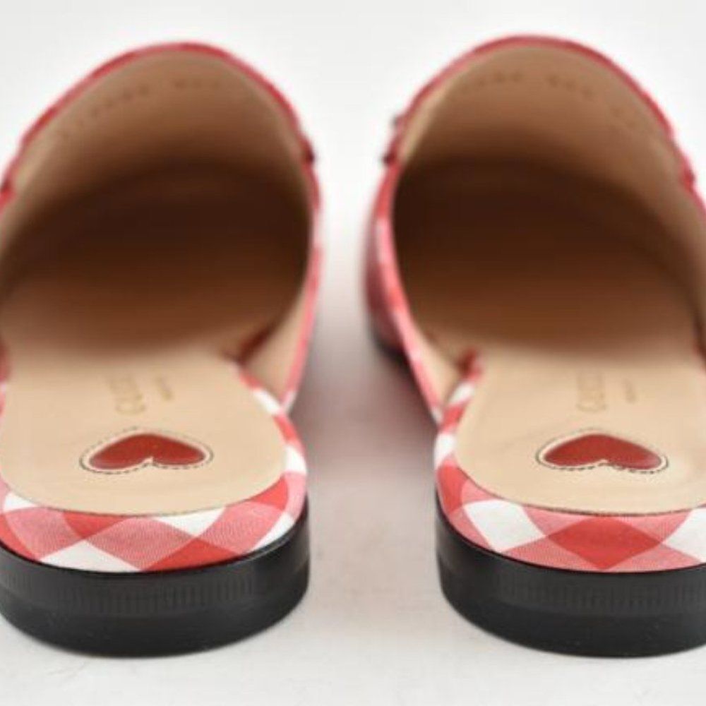 Gucci Women Red & White Gingham Plaid Check Slide Loafer Mule Slipper Si… - Picture 3 of 9